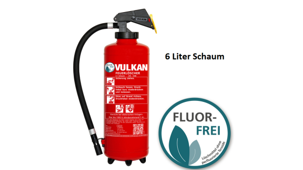 Vulkan 6 l fluorfreier Schaum-Tubenfeuerlöscher, ST 6 H, DIN EN 3, Klasse A B